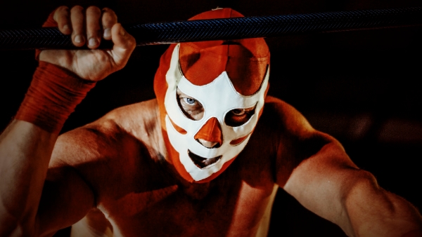 A picture of a wrestler in a mask.